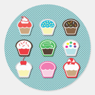 Pegatina Redonda Mmm, Cupcakes!