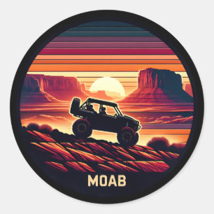 Pegatina Redonda Moab Utah UTV Rocas Rojas Sunset