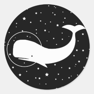 Pegatina Redonda Moby en el espacio
