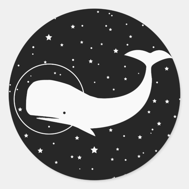 Pegatina Redonda Moby en el espacio (Anverso)