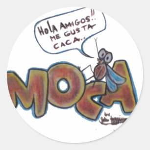 Pegatina Redonda Moca Caca