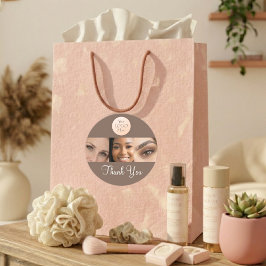 Pegatina Redonda Mocha Brown Script Logo Photo Lashes Thank You 