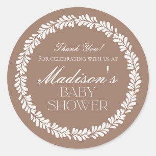 Pegatina Redonda Mocha Brown Talavera Fiesta española Baby Shower