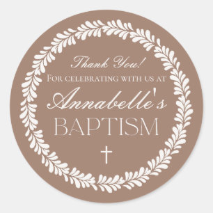 Pegatina Redonda Mocha Brown Talavera Fiesta Española Baptismo Favo