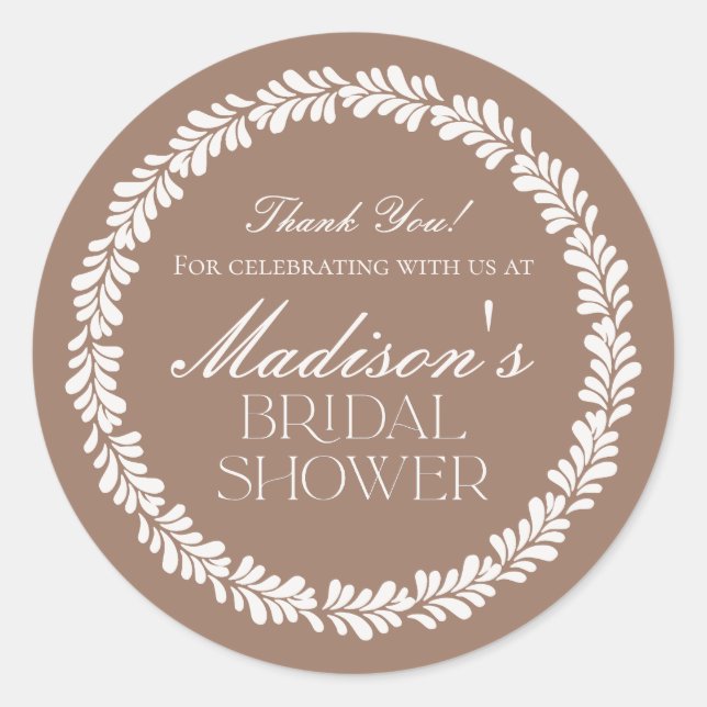 Pegatina Redonda Mocha Brown Talavera Fiesta Española Ducha Bridal (Anverso)