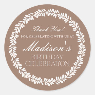 Pegatina Redonda Mocha Brown Talavera Tile Fiesta Cumpleaños Favor