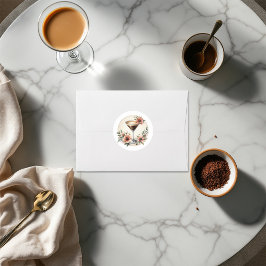 Pegatina Redonda Mocha Mousse "El amor se está preparando" ducha de