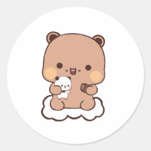 Pegatina Redonda Mochi Brownie Bear Y Ba