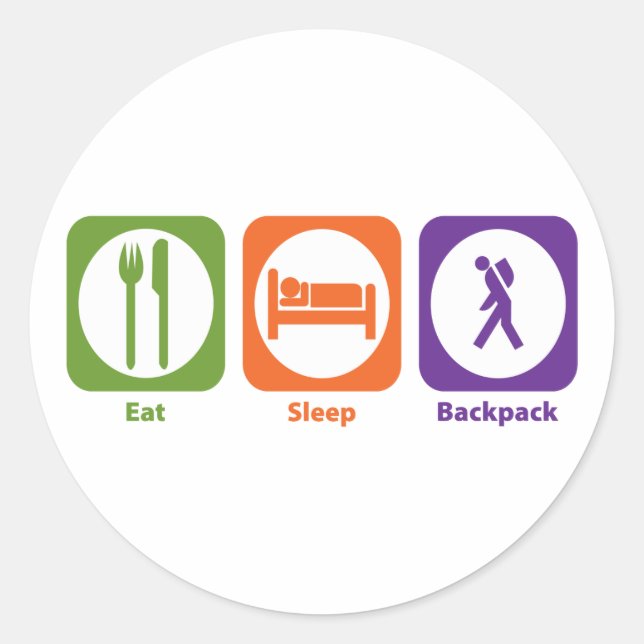 Pegatina Redonda Mochila de sueño (Anverso)