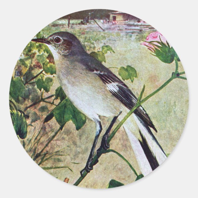 Pegatina Redonda Mockingbird (Anverso)