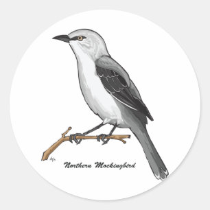 PEGATINA REDONDA MOCKINGBIRD DEL NORTE