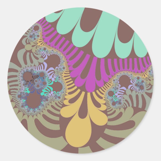 Pegatina Redonda Mod arcoiris marrón (Anverso)