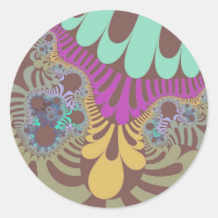 Pegatina Redonda Mod arcoiris marrón