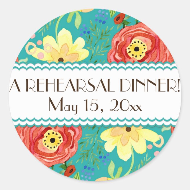 Pegatina Redonda Mod Modern Floral Ranunculus Corchete Rosa de hoja (Anverso)