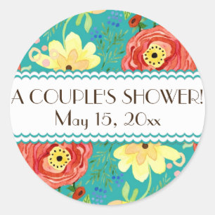 Pegatina Redonda Mod Modern Floral Ranunculus Corchete Rosa de hoja