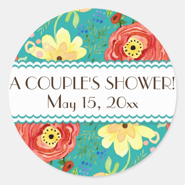 Pegatina Redonda Mod Modern Floral Ranunculus Corchete Rosa de hoja (Anverso)