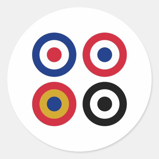 Pegatina Redonda Mod Targets coloridos (Anverso)