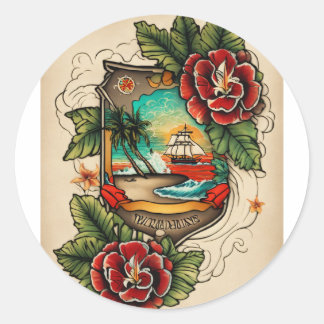 Pegatina Redonda Moda artística.