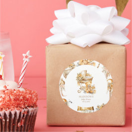 Pegatina Redonda Moda Beige Gold Bassinet Personalizado