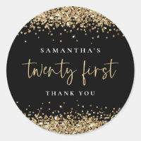 Moda Black Gold Purpurina Nombre 21st Gracias