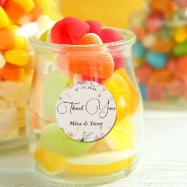 Pegatina Redonda moda bohemia floral gracias boda