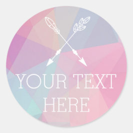 Pegatina Redonda Moda Boho Flechas cruzadas Pastel Bohemias Poligon
