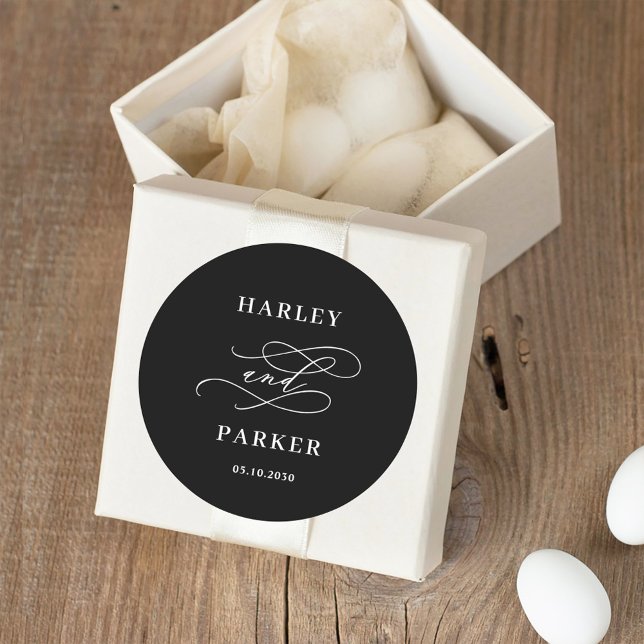 Pegatina Redonda Moda Caligrafía Matrimonio Pegatinas a favor (Subido por el creador)