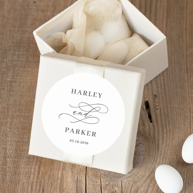 Pegatina Redonda Moda Caligrafía Matrimonio Pegatinas a favor (Subido por el creador)