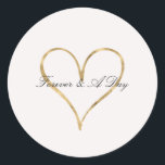 Pegatina Redonda Moda Corazón de Oro<br><div class="desc">Moda Corazón de Oro boda personalizado o cualquier ocasión</div>