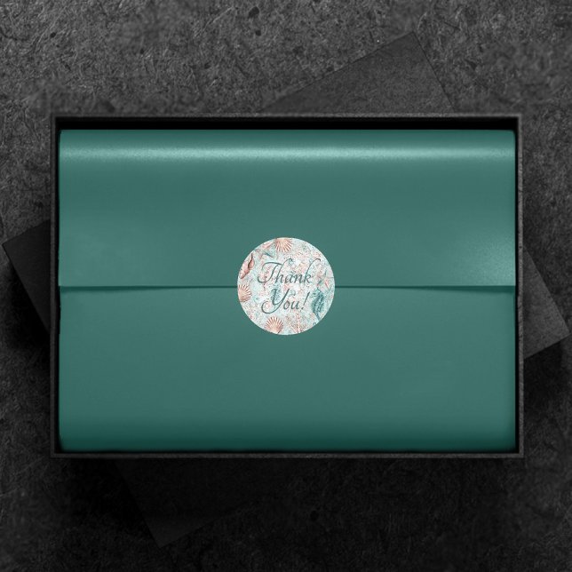 Pegatina Redonda Moda costera | Verde Verde azulado y arrecife de c (Subido por el creador)