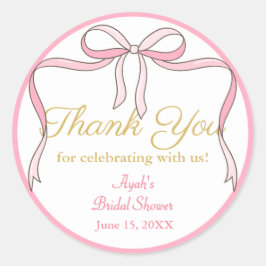 Pegatina Redonda Moda Cute Pink Bow Party Favor