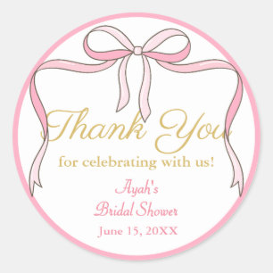 Pegatina Redonda Moda Cute Pink Bow Party Favor