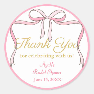 Pegatina Redonda Moda Cute Pink Bow Party Favor