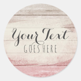 Pegatina Redonda Moda de cabaña Rústica Rubor Pink Ombre Shabby