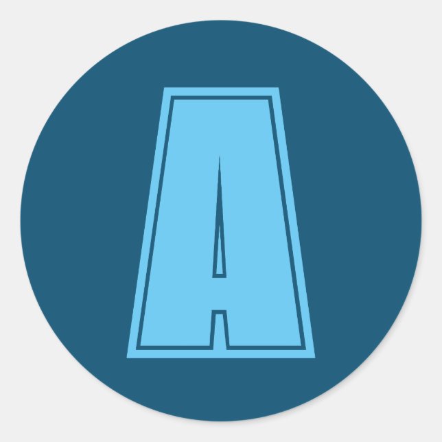 Pegatina Redonda Moda de caligrafía inicial de monograma Ocean & Sk (Anverso)