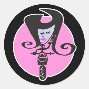 Pegatina Redonda moda de ciclismo de moto retro