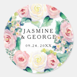 Pegatina Redonda MODA de ducha de novia MODERNA Bandas anchas con R