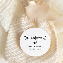 Pegatina Redonda Moda de escritura y corazón | Boda