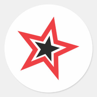 Pegatina Redonda moda de estrella negra roja
