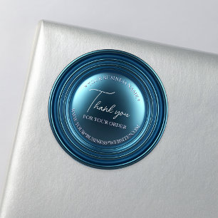 Pegatina Redonda Moda de lujo Deep Blue Metallic Business Gracias