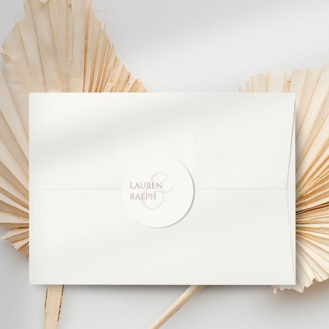 Pegatina Redonda Moda de moda Dusty Rosa y Boda de Marfil (Subido por el creador)