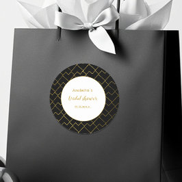 Pegatina Redonda Moda de moda Geometric Golden Black