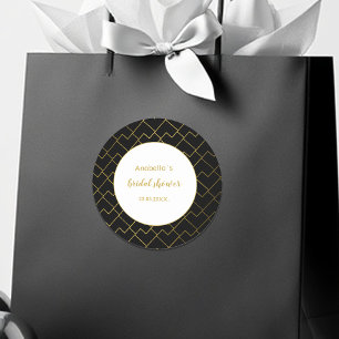 Pegatina Redonda Moda de moda Geometric Golden Black