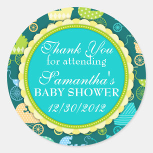 Pegatina Redonda Moda del cochecito (muchachos) Baby Shower