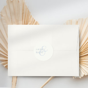 Pegatina Redonda Moda Dusty Blue & Ivory Script Boda