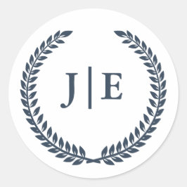 Pegatina Redonda Moda Elegante Boda de monograma de flor