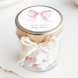 Pegatina Redonda Moda Elegante Coquette Rosa Bow Chica Baby Shower