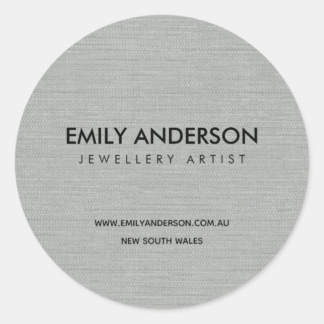 PEGATINA REDONDA MODA ELEGANTE FAUX SILVER FABRIC TEXTURE BUSINESS (Anverso)