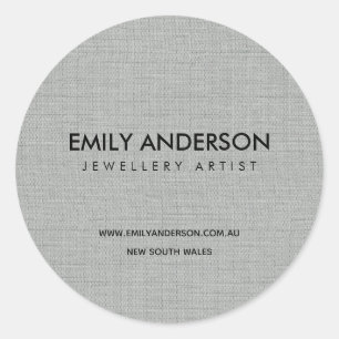 PEGATINA REDONDA MODA ELEGANTE FAUX SILVER FABRIC TEXTURE BUSINESS