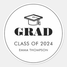 Pegatina Redonda Moda Elegante Graduación Clase Cap Año